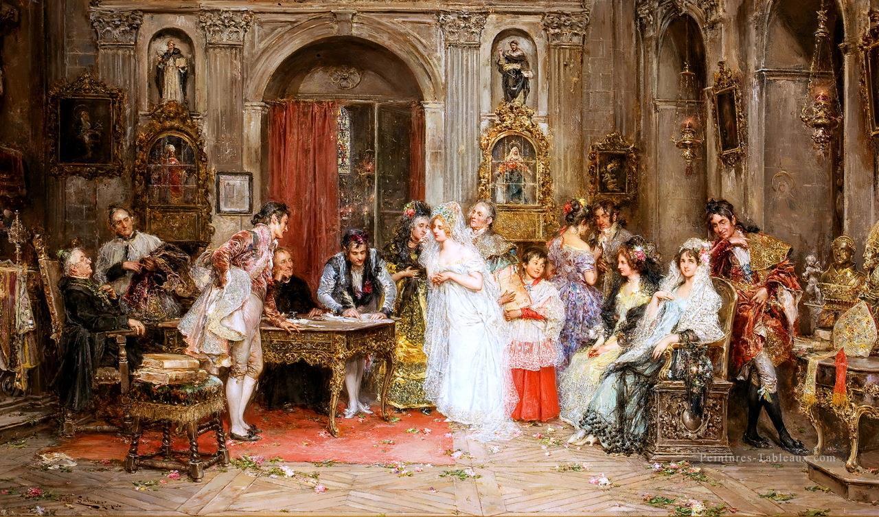 Fête du mariage Rococo Espagne Dynastie des Bourbons Mariano Alonso Pérez Peintures à l'huile